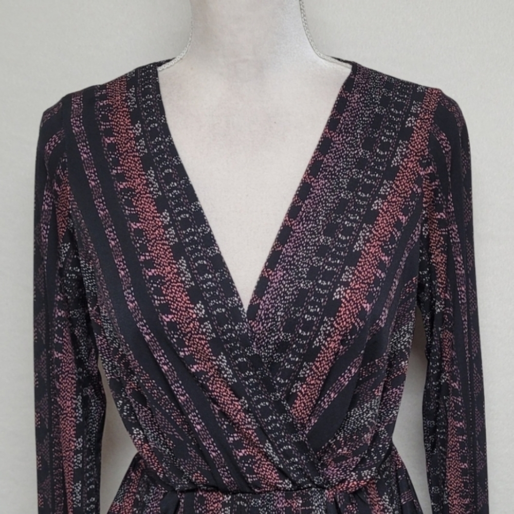 Bcbgeneration Burgundy Multi Surplice Neckline Lo… - image 4